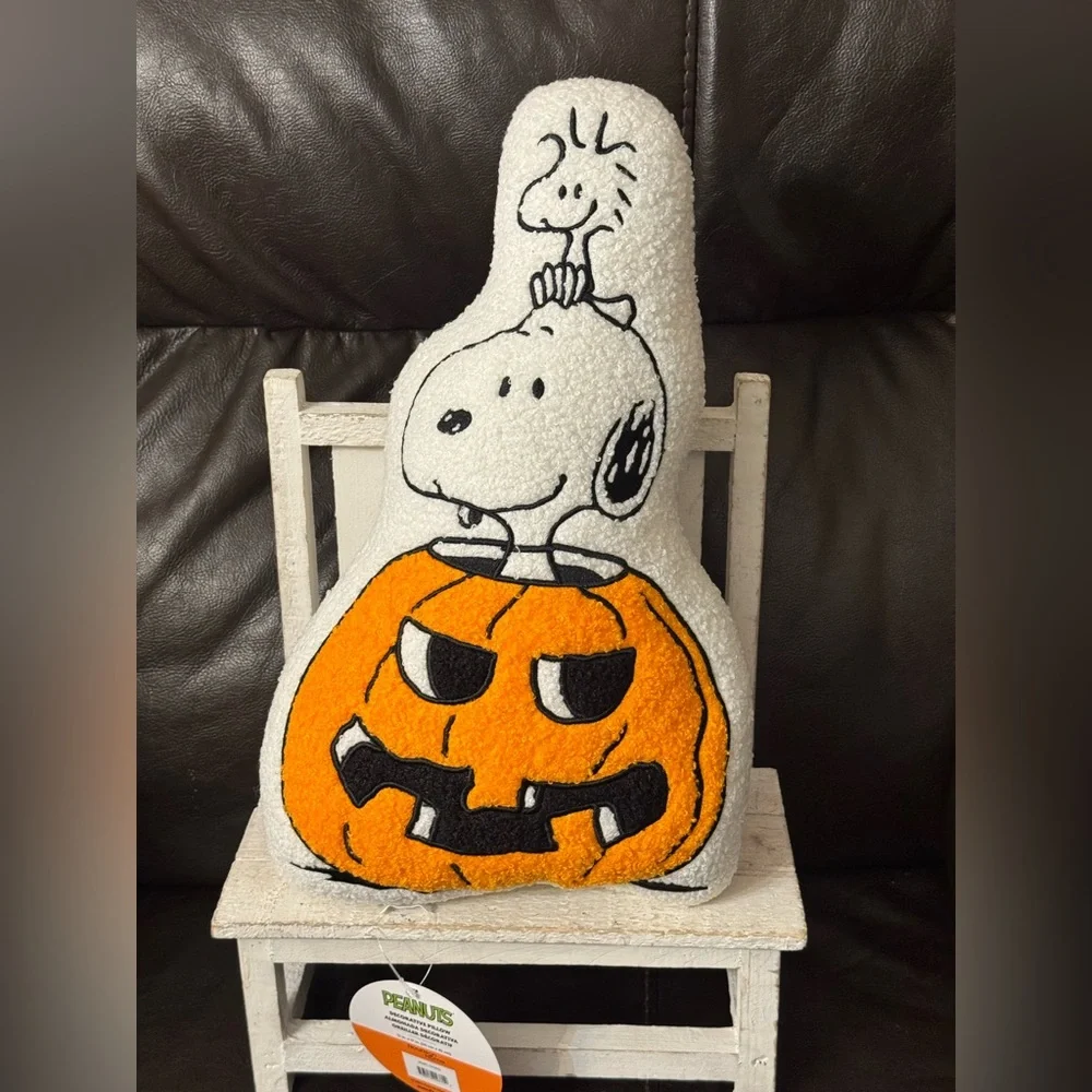 Peanuts Snoopy and Woodstock Halloween pillow